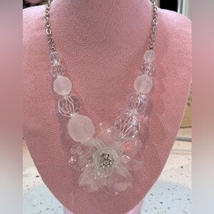 Ice Frost Flower‎ Crystal Bead Necklace Clear Acrylic
